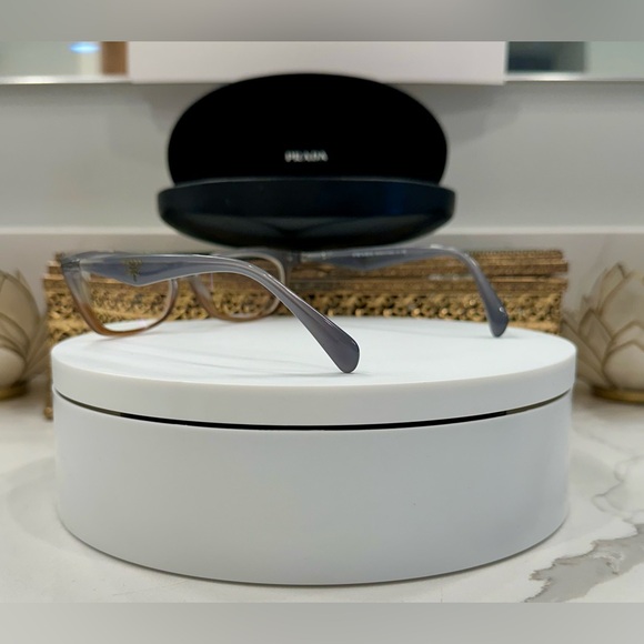 Prada - 2-Tone Blue-Gray/Ambery Brown - Rx Eyeglass Frames - w/ PRADA Hard-Case - Picture 7 of 15